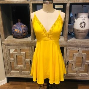Bright Yellow Mini Skater Dress